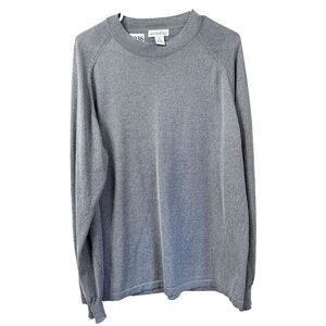 Anthology Womens Gray Pullover Sweater Large Crew Neck Knitted Silk Long Sleeve